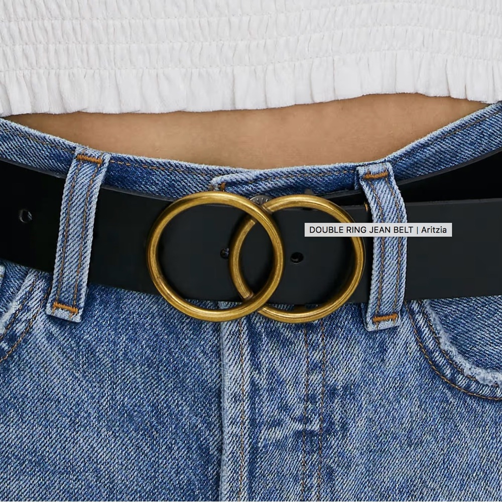 Aritzia Double Ring Jean Belt  #   Size XS, Black/antique Gold